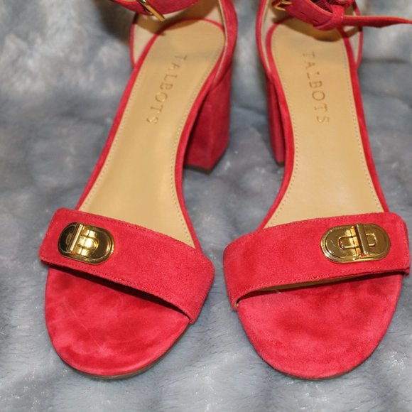 Talbots Red Suede Sandal Heels - Picture 2 of 6
